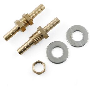 E-outstanding Straight Barbed Connector 2PCS 1/4Inch ID Hose Barb Bulkheads Hex Union Brass Barbed Fitting Connectors with Flat Washer
