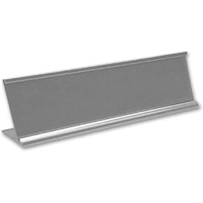 Quality Satin Aluminum Desktop Office Nameplate Holder, 8" x 2" (1)