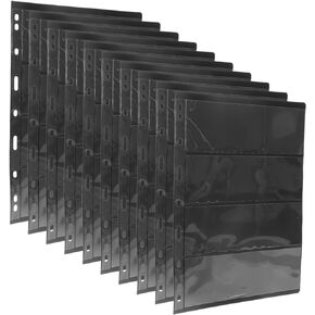 EXCEART 10 Sheets Plastic Cards Collectors Album Postcard Stamps Stamp Storage Collection Stamp Storage Pocket Page Protector Black Binders Postcard Loose-leaf Stamp Album Pvc Loose Leaf