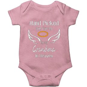 Hand Picked for Earth by My Grandma in Heaven Unisex-baby Bodysuit White Long Sleeve Rompers 0-24 Months