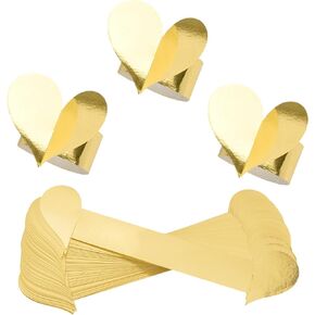 50 Pcs Napkin Buckles, Reflective Gold Heart-Shaped Rings Paper-Made Holder Napkin Rings for Wedding Banquet Dinner Party Table Decoration