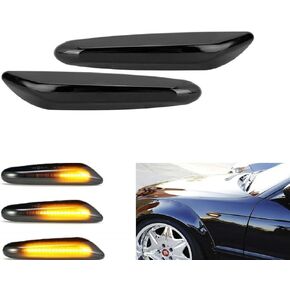 Dynamic LED Side Marker Light Amber Flowing Sequential Blinker Turn Signal Lamp Smoked Lens Error Free Assembly For BMW E60 E61 E90 E91 E92 E93 E81 E82 E88 E46 E83 E84 1/3/5/X3/X1 Series(Pack of 2Pcs)