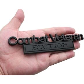 1pc Combat Veteran Edition Emblems 3D Raised Decals Exterior Truck Stickers Fender Veteran Badges Replacement for F150 F250 F350 Chevy Silverado 1500 2500 Chevrolet C10 C15 (Matte Black)