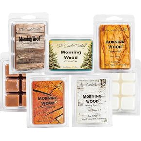 Sunrise Special Combo Set of Five Scented Morning Wood Wax Melt 30 Cubes - Cedarwood Vanilla, Teakwood, Sandlewood, Christmas Tree, White Birch Funny Gag Gift for Him Her BFF Best Friend