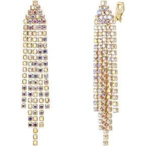 EleQueen Austrian Crystal Chandelier Tassel Earrings Linear Drop Dangle Earrings for Women Wedding Bridal Party