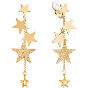 SELOVO Star Long Chain Dangling Earrings Trendy Dangle Earrings/Clip on Earrings