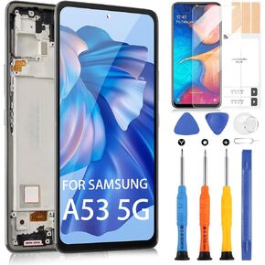 OLED Screen Replacement for Samsung Galaxy A53 5G LCD Display Digitizer SM-A536U A536U1 A536V Screen Touch Assembly with Tools(Black with Frame,6.5 inch)