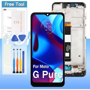 for Motorola Moto G Pure Screen Replacement XT-2163-4, XT2163-4 6.5 inch LCD Display Touch Digitizer Assembly with Frame