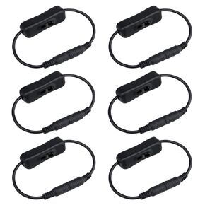 WMYCONGCONG 6 PCS DC 12V Inline On/Off Switch 5.5x2.1mm DC Switch Jack Connector Cable Male to Female for LED Strip Light CCTV Camera