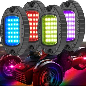 OTOMO 4Pods RGB LED Rock Neon Underglow Lights Kit with Dual APP&IR, Music Sync Atmosphere Underbody Under Glow Exterior Rock Light Set 12v Waterproof for Truck ATV UTV Offroad
