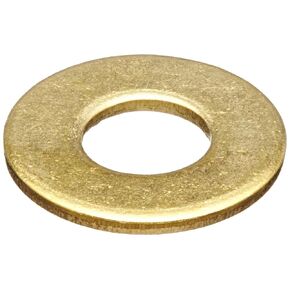 Small Parts Brass Flat Washer, Plain Finish, DIN 125, Metric, M3 Screw Size, 3.2 mm ID, 7 mm OD, 0.5 mm Thick (Pack of 100)