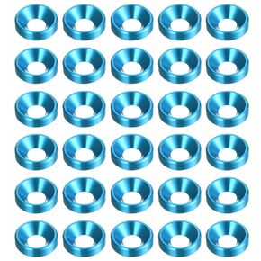 30pcs Countersunk Washer M3 Anodized Aluminum Alloy Finishing Washers, Screw Gaskets for Mechanical Accessories Parts, Golden