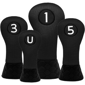 Montela Golf Club Head Covers,Driver Cover Fairway Wood Headcover Hybrid Cover Mesh 3 Wood Headcover Golf Head Covers Set for Odyssey Scotty Cameron（1、3、5、UT） Black