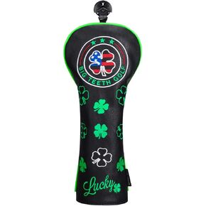 أغطية رأس الجولف ذات الأسنان الكبيرة، غطاء ممر هجين للسائق، واقي نادي الجولف، Lucky Clover ونمط الولايات المتحدة الأمريكية، أسود (غطاء السائق) in Kuwait