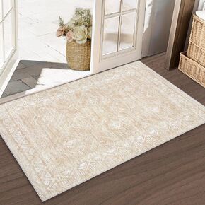 Moroccan Large Area Rug 5x7 - Soft Machine Washable Geometric Boho Distressed Farmhouse Rug Morden Stain Resistant Indoor Floor Carpet for Bedroom Dining Table Nursery Home Office (5 x 7, Beige)