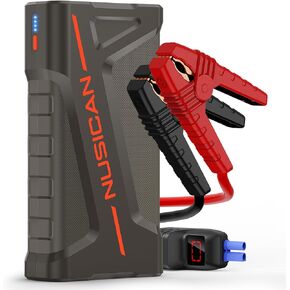 Car Battery Jump Starter, NUSICAN 2000A Portable Car Jump Starter Battery Pack (up to 7.2L Gas/5.5L Diesel Engine) 12V 18000mAh Jump Box for Car Battery with Safety Jumper Clamps, LED Lights, Compact