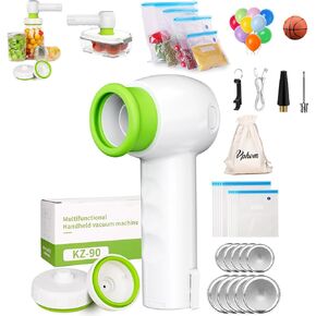 Electric Mason Jar Vacuum Sealer, 6 in 1 Vacuum Sealer Kit for Jars Compatible with Vacuum Bag/Vacuum Seal Containers, Wide Mouth and Regular Mouth Canning Lid Machine for Food Storage