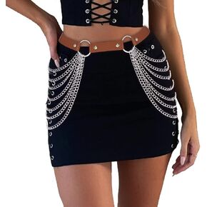 Bodiy Layered Waist Chain Belts Leather Body Chain Punk Goth Rave Belt Body Jewelry for Women and Girls