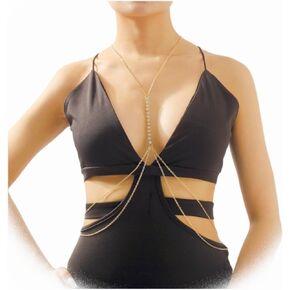 Sexy Rhinestone Chest Chain Beach Body Jewelry Bikini Shining Jewelry Chain Summer Carnival For Women