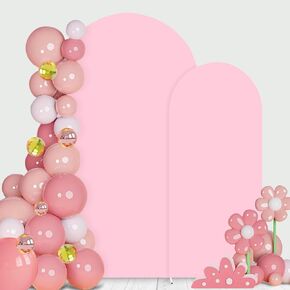 Wedding Arch Backdrop Cover Set of 2 Spandex Arch Stand Covers White 2-Sided Round Top Chiara Arch Stretchy Backdrop Stands Cover for Ceremony Banquet Birthday Party Decoration (7.2FT, 6FT, White)