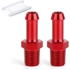 GASHER 2PCS 1/8" NPT Male to 1/4" Barb 90 Degree Hose Fitting Fuel Line Adapter Aluminum Alloy Red Anodized