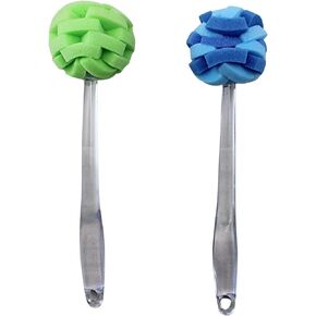Soft Touch Kitchen Glassware Multi-Purpose Sponge Puff Dish Brush 11.5" with Clear and Comfortable Ergonomic Handle
