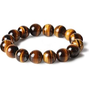 Tiger Eye Bracelet, Natural Tiger Eye Stone Stress Relief, Yoga Beaded Bracelets，Healing Bracelet for Men Women