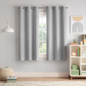 Eclipse Kids Blackout Curtains, Chambray Solid 100% Blackout Curtains with Metal Grommets, 63 in x 40 in, Thermaback Curtains for Kids Room or Playroom, 1 Window Curtain, Navy