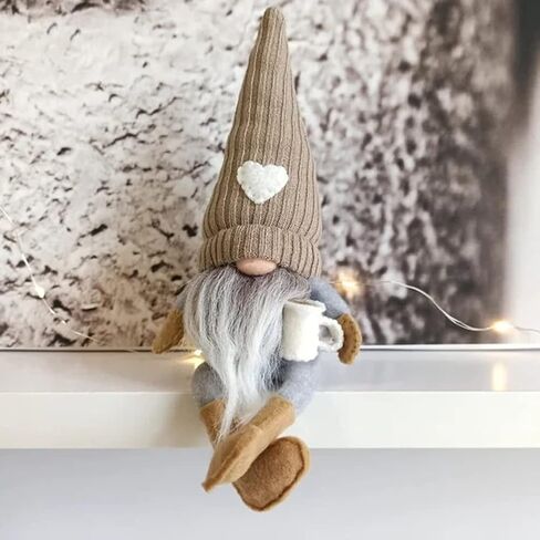MALOKI 2 Pack Coffee Gnomes Plush Decor,Coffee Bar Decoration Gnome Handmade Swedish Tomte Gnomes Scandinavian Figurine Home Tiered Tray Decor,Coffee Theme Doll (B) in Saudi Arabia