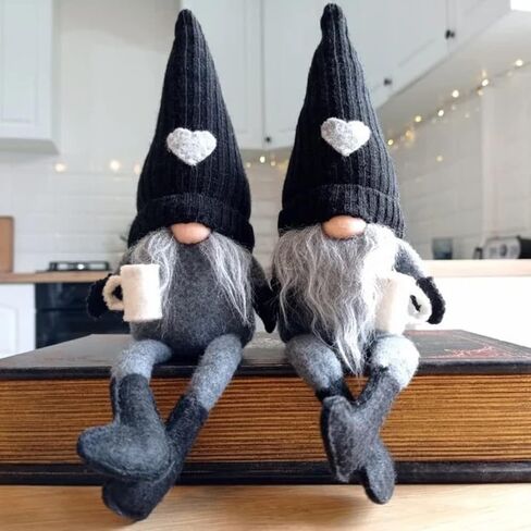 MALOKI 2 Pack Coffee Gnomes Plush Decor,Coffee Bar Decoration Gnome Handmade Swedish Tomte Gnomes Scandinavian Figurine Home Tiered Tray Decor,Coffee Theme Doll (B) in Saudi Arabia