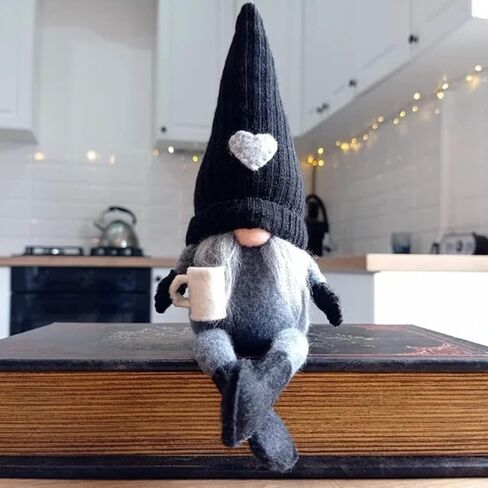 MALOKI 2 Pack Coffee Gnomes Plush Decor,Coffee Bar Decoration Gnome Handmade Swedish Tomte Gnomes Scandinavian Figurine Home Tiered Tray Decor,Coffee Theme Doll (B) in Saudi Arabia