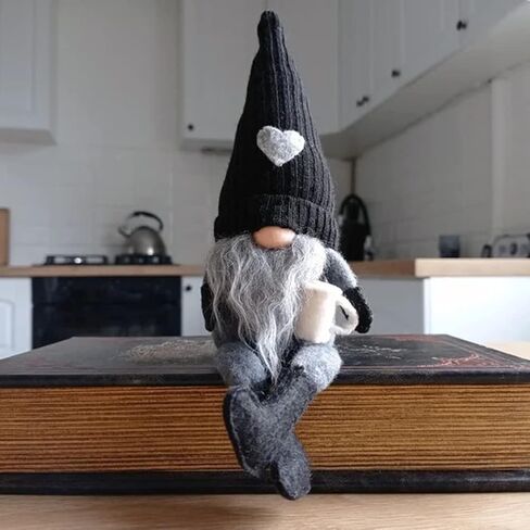 MALOKI 2 Pack Coffee Gnomes Plush Decor,Coffee Bar Decoration Gnome Handmade Swedish Tomte Gnomes Scandinavian Figurine Home Tiered Tray Decor,Coffee Theme Doll (B) in Saudi Arabia