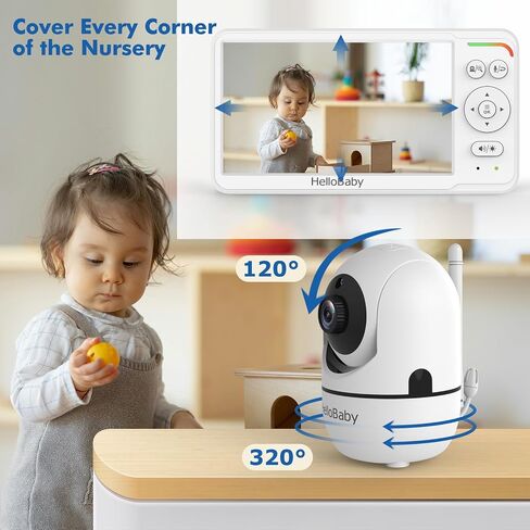 جهاز مراقبة الأطفال من HelloBaby مزود بكاميرا وصوت، شاشة كاميرا للأطفال مقاس 6 بوصات من World First IPS بدون WiFi، بطارية 4000 مللي أمبير في الساعة، صديقة للبيئة، محادثة ثنائية الاتجاه، رؤية ليلية، 1000 قدم، جهاز فيديو للسفر محمول لمراقبة الأطفال in Kuwait
