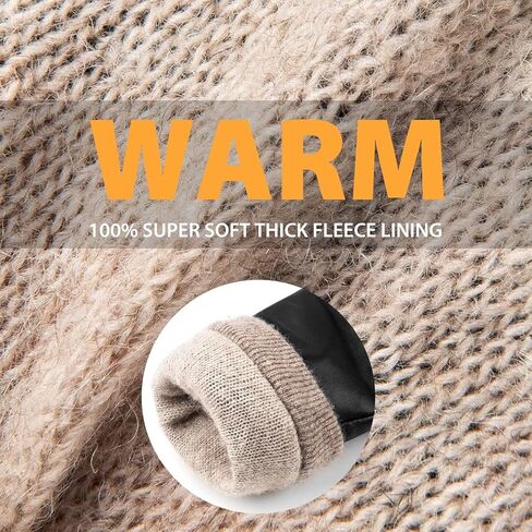 قفازات من جلد الغنم الطبيعي للنساء من Alepo، قفازات شتوية دافئة تعمل باللمس ومبطنة بالكشمير لقيادة الدراجات النارية (أرجواني داكن - XXL) in Kuwait