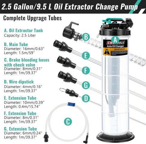 Manual Pneumatic Fluid Extractor, Automotive Oil Extractor Pump Oil Vacuum Changer with 5 Pcs Brake Bleeding Hose for Car, SUVs, Truck, Yachts (1.4 Gallon) in Saudi Arabia