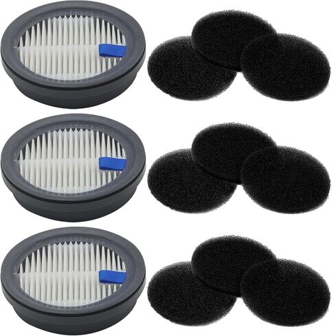 3 Pack HEPA Filters and 9 Pack Sponge Filters Replacement for Afoddon A200Pro/A200, ORFELD B08/C10A/C10G/V16 Pro, Compatible with NEQUARE S12, S25, S26 Series Cordless Vacuum Cleaner in Saudi Arabia