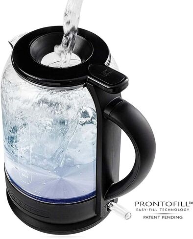 OVENTE 2 in 1 Brew Set with Electric Glass Hot Water Kettle 1.5 Liter with ProntoFill Technology + 2.5 Ounce Electric Grinder for Coffee, Spices, or Herbs, Red in Saudi Arabia