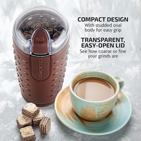 OVENTE 2 in 1 Brew Set with Electric Glass Hot Water Kettle 1.5 Liter with ProntoFill Technology + 2.5 Ounce Electric Grinder for Coffee, Spices, or Herbs, Red in Saudi Arabia