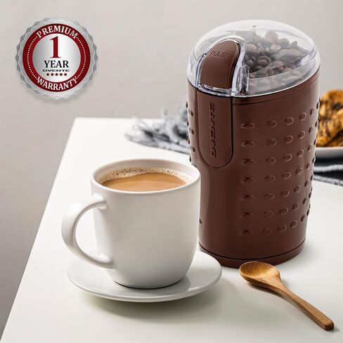 OVENTE 2 in 1 Brew Set with Electric Glass Hot Water Kettle 1.5 Liter with ProntoFill Technology + 2.5 Ounce Electric Grinder for Coffee, Spices, or Herbs, Red in Saudi Arabia