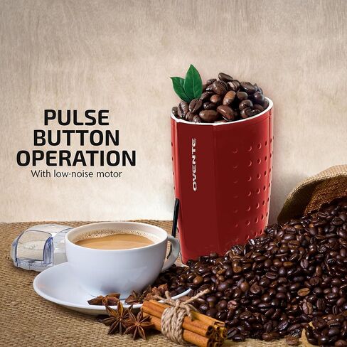 طقم تحضير 2 في 1 من OVENTE مع غلاية ماء ساخن زجاجية كهربائية سعة 1.5 لتر مع تقنية ProntoFill + مطحنة كهربائية 2.5 أونصة للقهوة أو التوابل أو الأعشاب، أحمر in Kuwait