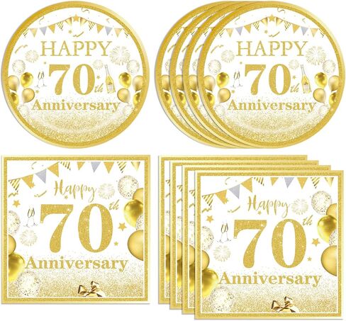 40 قطعة من ديكورات الذكرى السنوية الخمسين للزفاف باللونين الأبيض والذهبي اللامع مجموعة أدوات المائدة للذكرى الخمسين السعيدة تتضمن أطباق ومناديل للتشجيع حتى 50 عامًا لوازم حفلات أعياد الميلاد والزفاف 50 عامًا in Kuwait