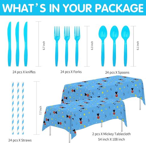 لوازم حفلات عيد ميلاد ميكي للصبي - ديكورات حفلات ميكي ماوس أدوات المائدة، طبق، كوب، منديل، مفرش طاولة، أدوات مائدة، أدوات مائدة لتزيين عيد الميلاد الثالث والثالث من ميكي | يخدم 24 in Kuwait