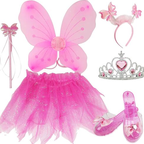 Liberty Imports Little Fairy Princess Wings Dress Up Pretend Role Play Costume Set with Tutu, Wand, Tiara, Shoes for Toddlers, Kids, Girls in Saudi Arabia