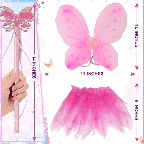 Liberty Imports Little Fairy Princess Wings Dress Up Pretend Role Play Costume Set with Tutu, Wand, Tiara, Shoes for Toddlers, Kids, Girls in Saudi Arabia
