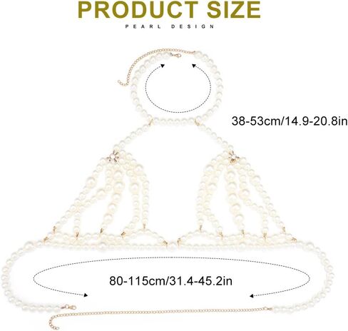 Bodiy Pearl Body Chain Bra Chest Chains Bikini Beach Party Club Body Jewelry Rave Accessory Festival Body Chains for Women and Girls in Saudi Arabia
