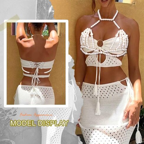 Bodiy Pearl Body Chain Bra Chest Chains Bikini Beach Party Club Body Jewelry Rave Accessory Festival Body Chains for Women and Girls in Saudi Arabia