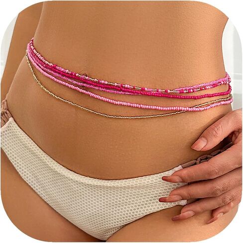 ALEXTINA Dainty Waist Beads Chain Layered Summer Corlorful Belly Chains Bikini Beach Jewelry Body Chain for Women in Saudi Arabia