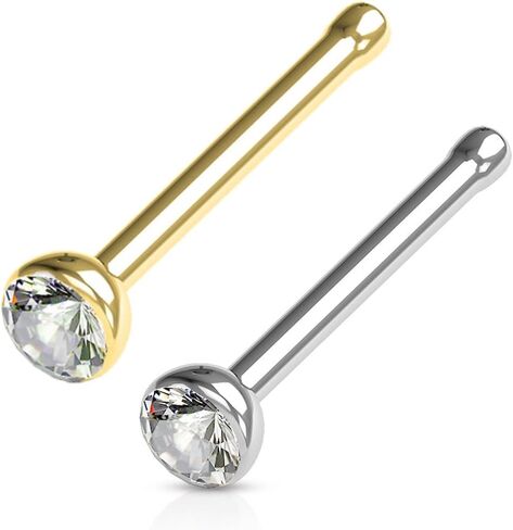 FIFTH CUE Cubic Zirconia Press Fit Nose Bone Stud Titanium IP 316L Surgical Steel in Kuwait