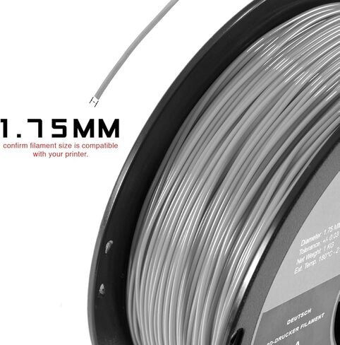 HATCHBOX Paint-Free ABS 3D Printer Filament, Dimensional Accuracy +/- 0.03 mm, 1 kg Spool, 1.75 mm, Silver in Saudi Arabia