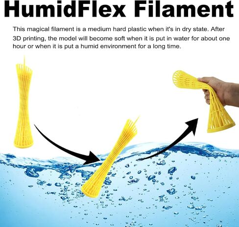 WISDREAM Yellow Second Generation Moisture-Activated Flexible Filament 2.0, MA Filament, Flexible Filament for AMS Multicolor Printing, 1.75mm,1KG (2.2lbs),Compatible with Most FDM Printer in Saudi Arabia